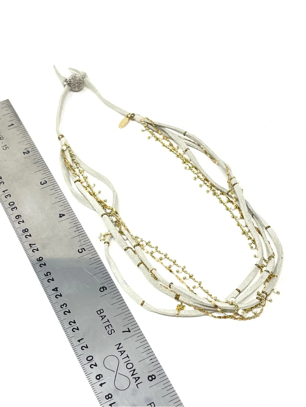 New Anthropologie x Serefina Leather Layered Gold Necklace - Picture 4 of 5